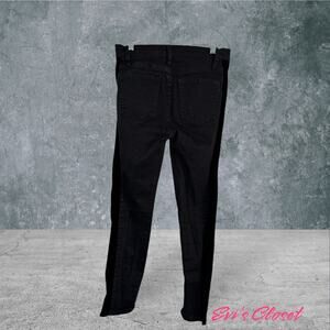 Madewell Women's Jeans Black Size 27 9" High Rise Skinny Velvet Tuxedo Stripe